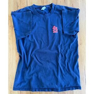 VTG Lee Sport St Louis Cardinals Baseball Navy Blue T-Shirt, Size Large